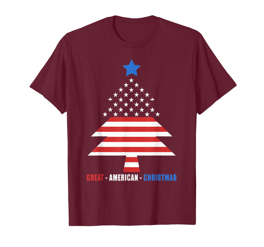 Great American Christmas Patriotic Christmas Tree Women Kids Men T-Shirt