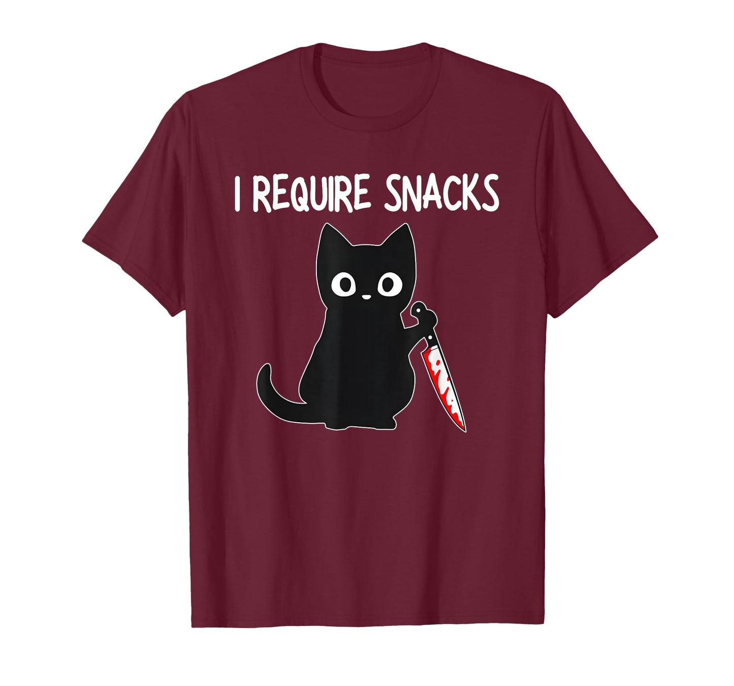 I Require Snacks Black Cat, Cute Black Cat with Knife T-Shirt