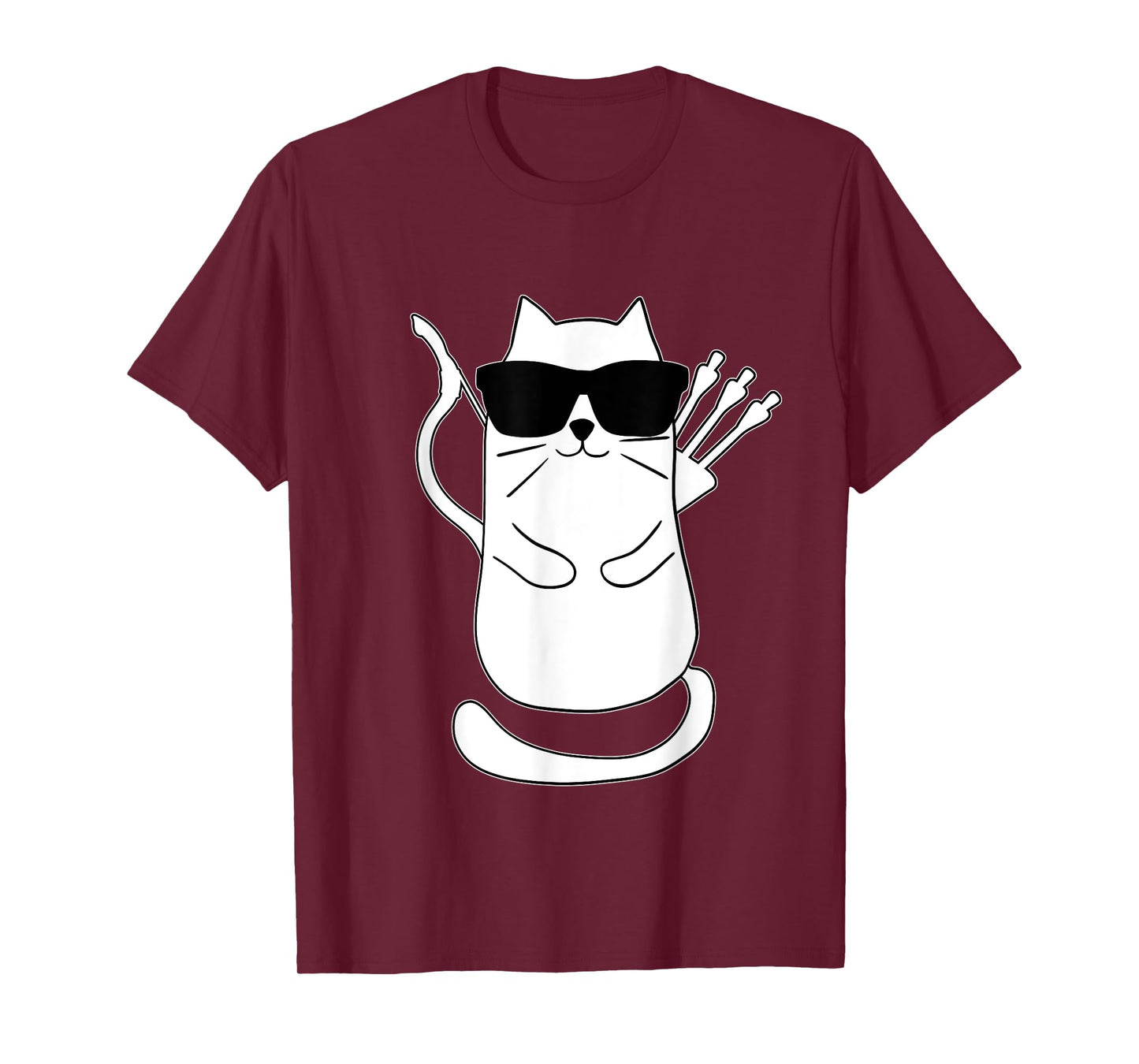 Funny Archery Cat Archer Bow Shooting Retro Vintage T-Shirt for Men Women Kids