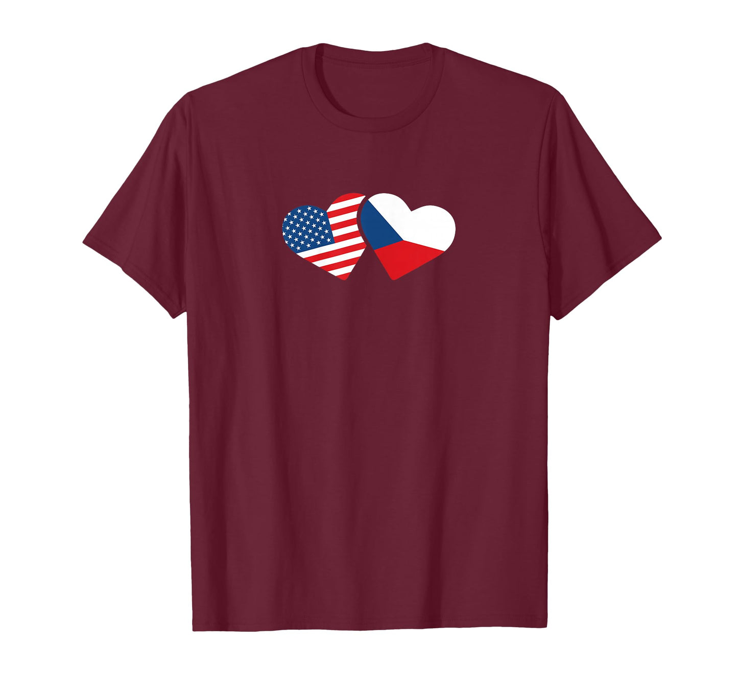 Czech Republic USA Flag T Shirt Heart Czech Americans Love T-Shirt