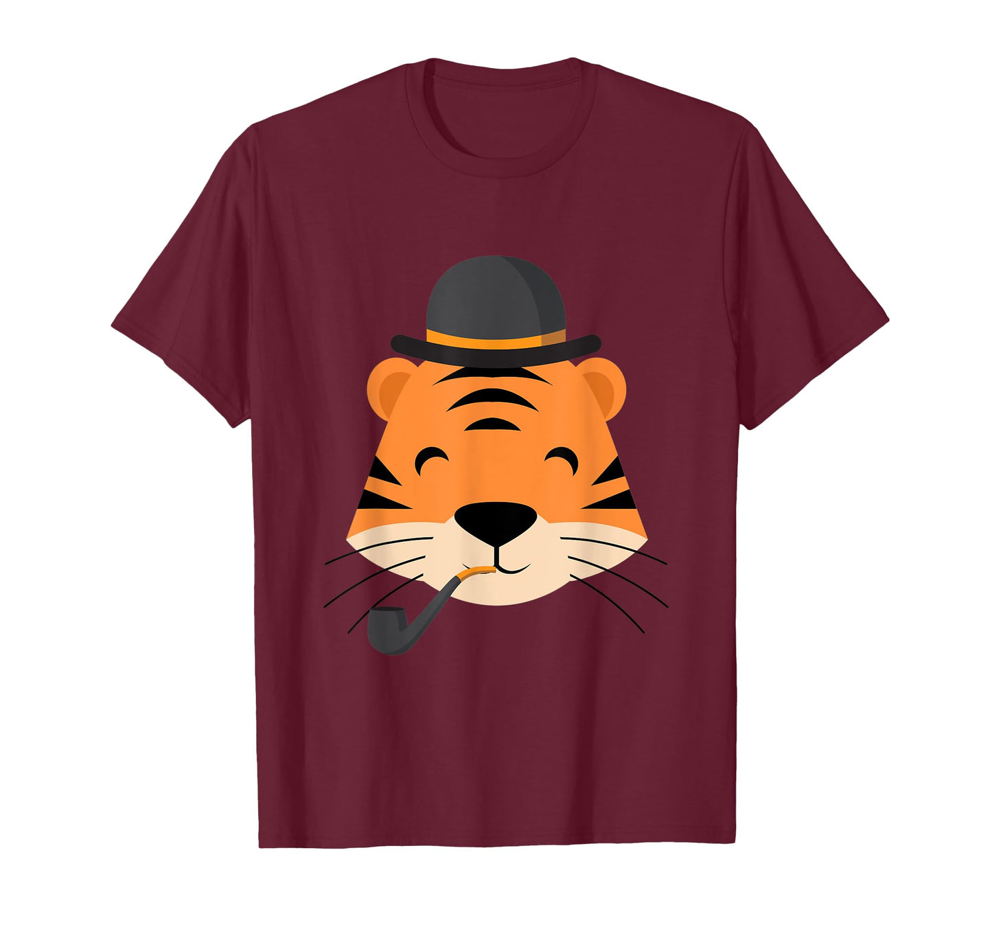 Tiger With Smoking Pipe And Hat Funny Cartoon T-Shirt