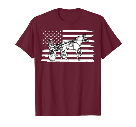 Harness Racing American Flag, Horse Harness Racing Women Kids Men T-Shirt