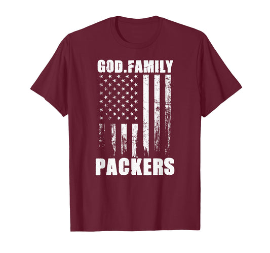 Austin Packers God. Family. Vintage USA Flag T-Shirt
