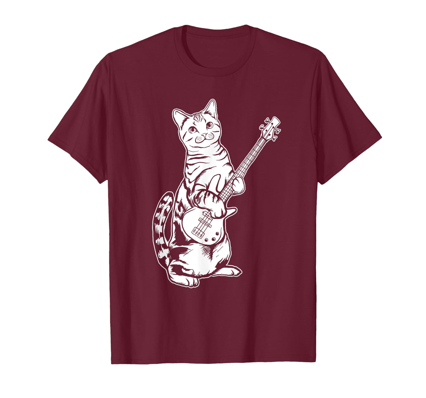 Funny Cat Playing Bass T-shirt Cool Musician T-Shirt for Men Women Girls Kids