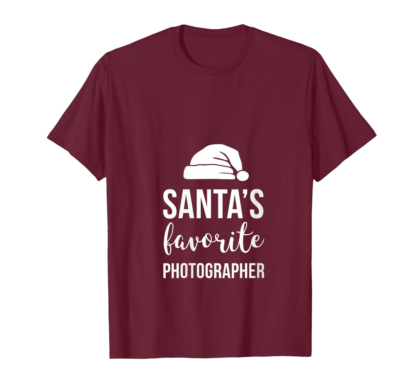 Womens Santa's Favorite Photographer Funny Christmas V-Neck T-Shirt