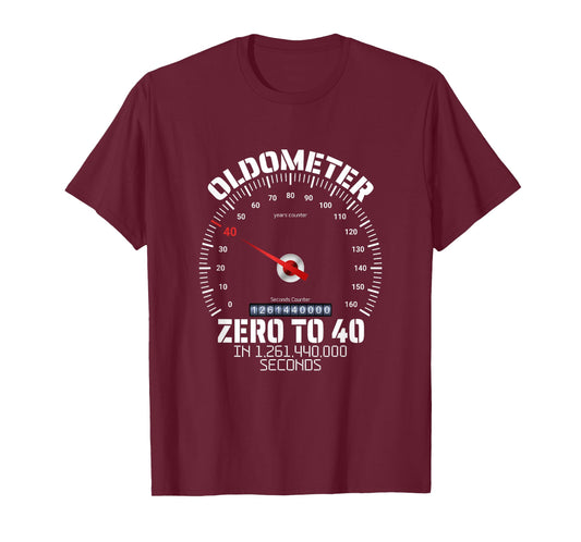 40th Birthday Oldometer Zero To 40 Years Funny 40th Birthday T-Shirt