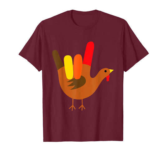 American Sign Language I Love You Thanksgiving Turkey T-Shirt