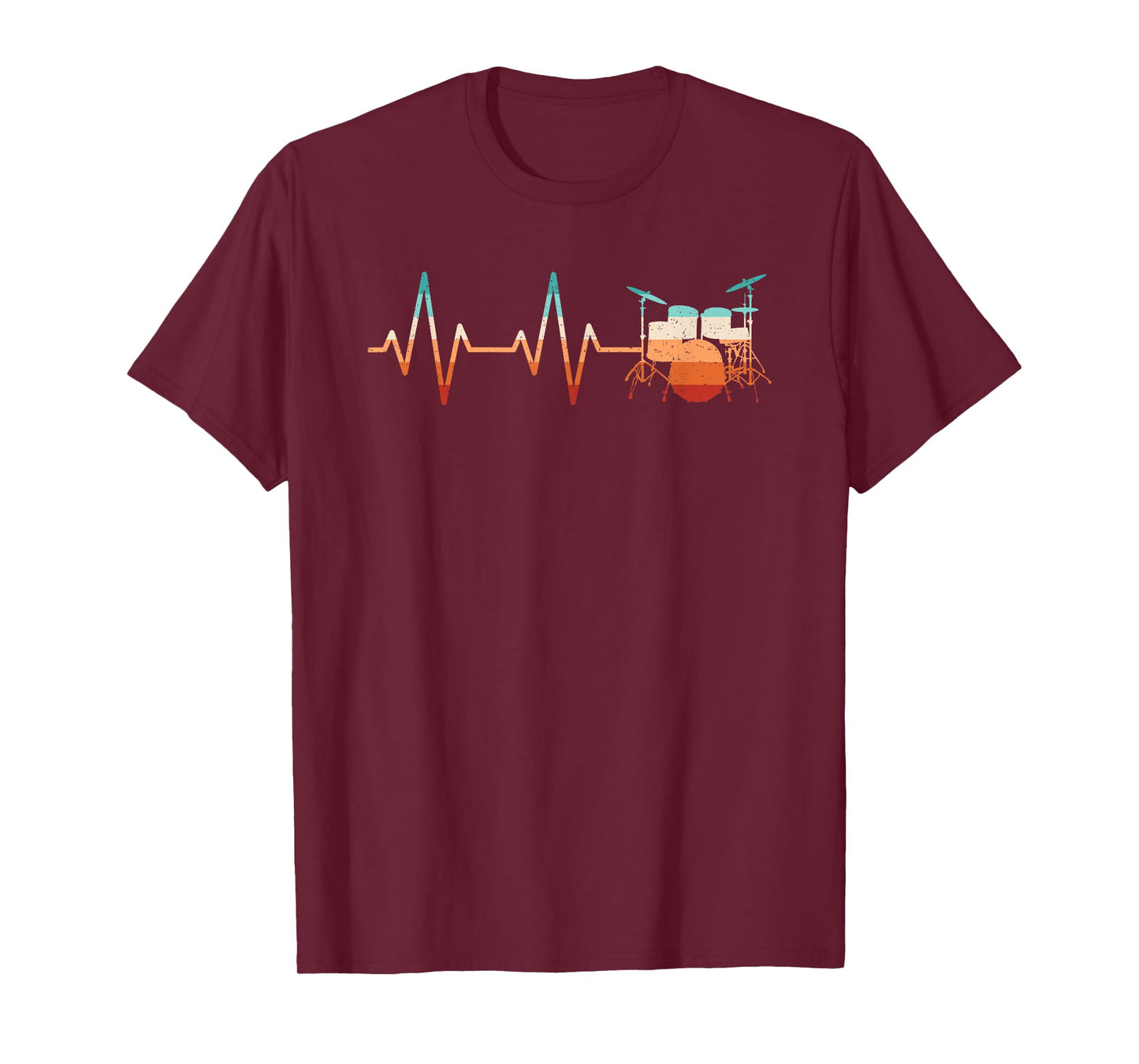 Retro Drum Set Heartbeat Drumming Funny Drummer Men Boys T-Shirt