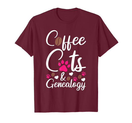 Coffee Cats and Genealogy Ancestry Genealogist T-Shirt