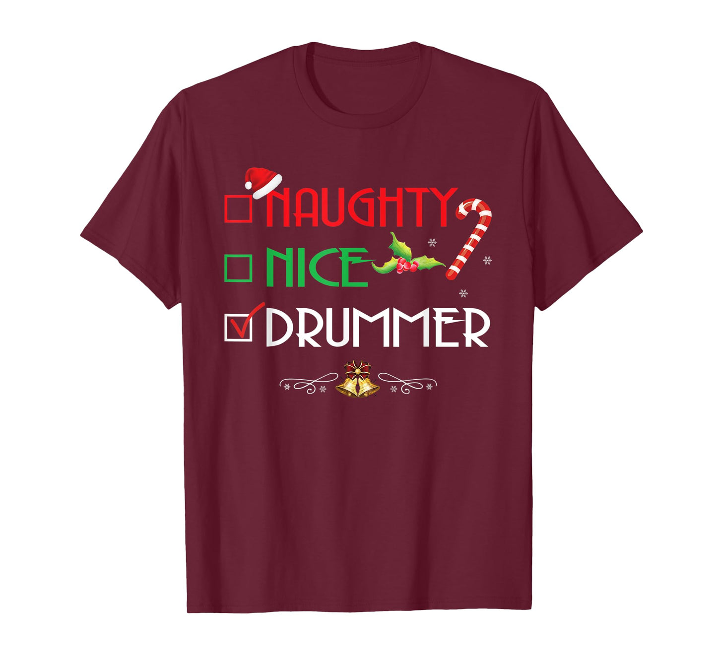 Naughty Nice Drummer Group Matching Christmas Gifts T-Shirt
