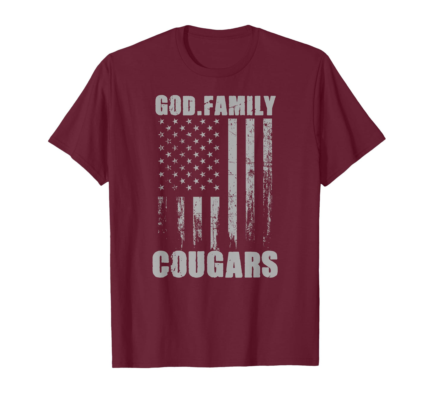 Chino Valley Cougars God. Family. Vintage USA Flag T-Shirt