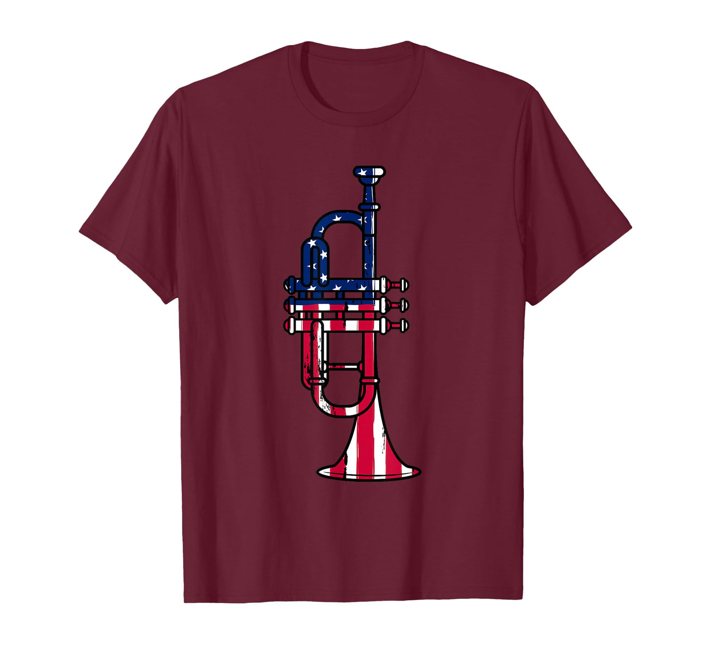 Trumpet USA Flag Funny Trumpeter Musician 4th Of July Outfit T-Shirt