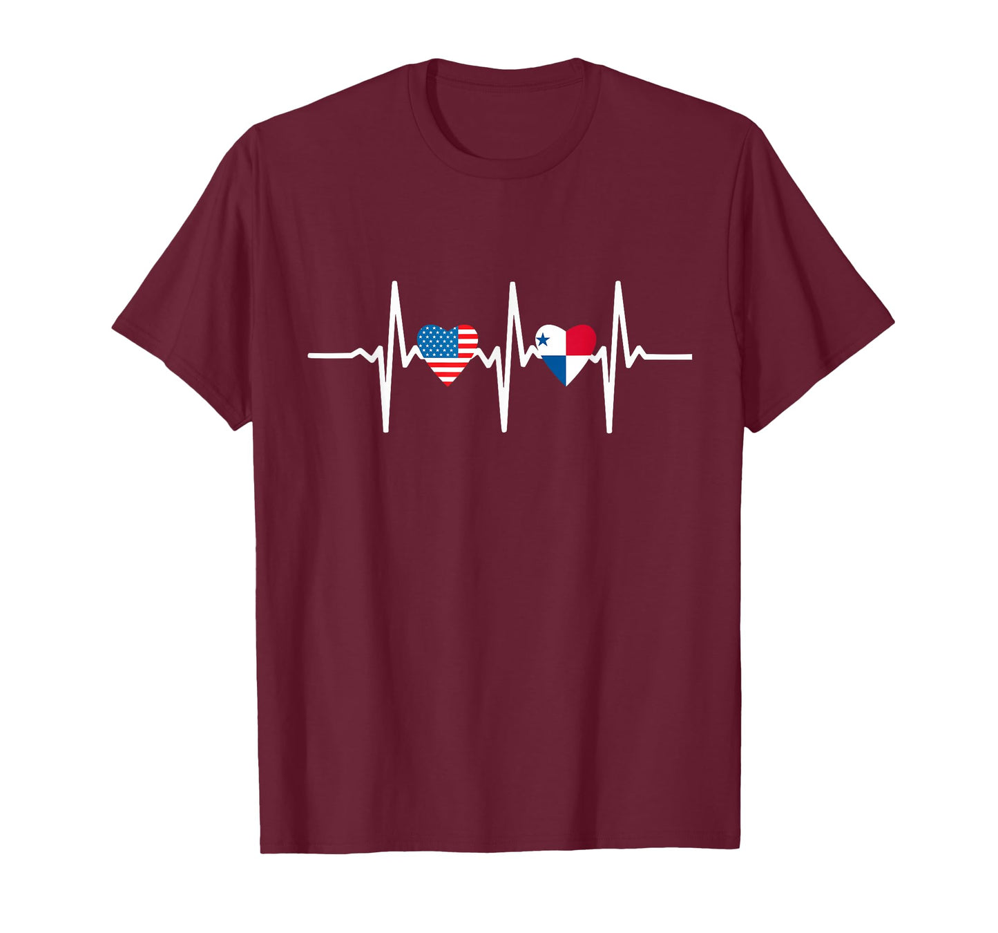 Half American And Panamanian Panama Usa Flag Heartbeat Love T-Shirt