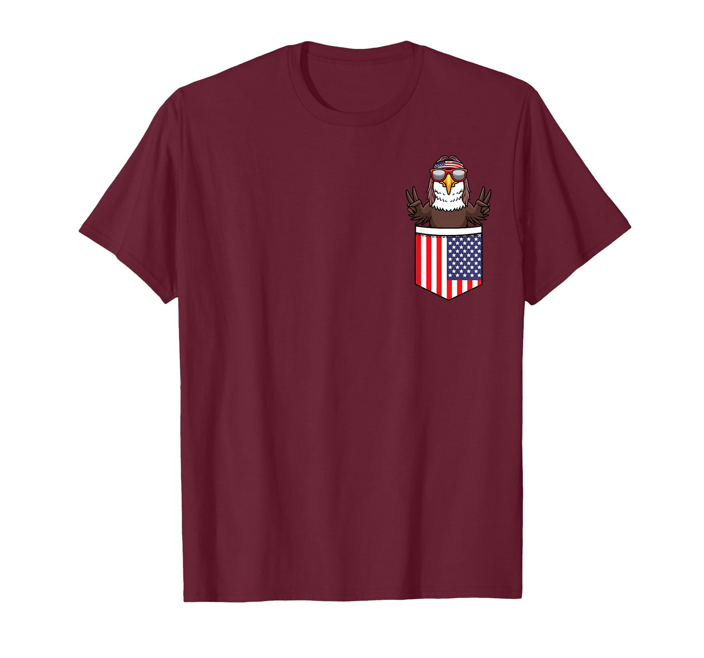 Eagle in Pocket Patriotic Independence Day 4th of July USA T-Shirt