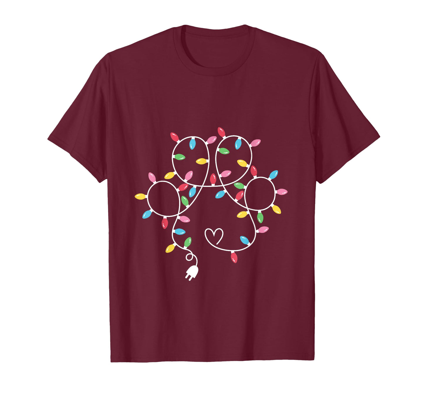Dog Paw Print Lights Christmas Dog Lover Christmas Men Women Kids T-Shirt
