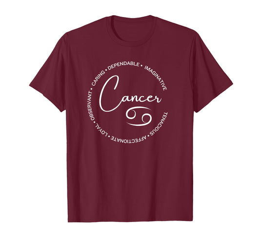 Cancer Zodiac Water Sign Astrology Personality Circle T-Shirt