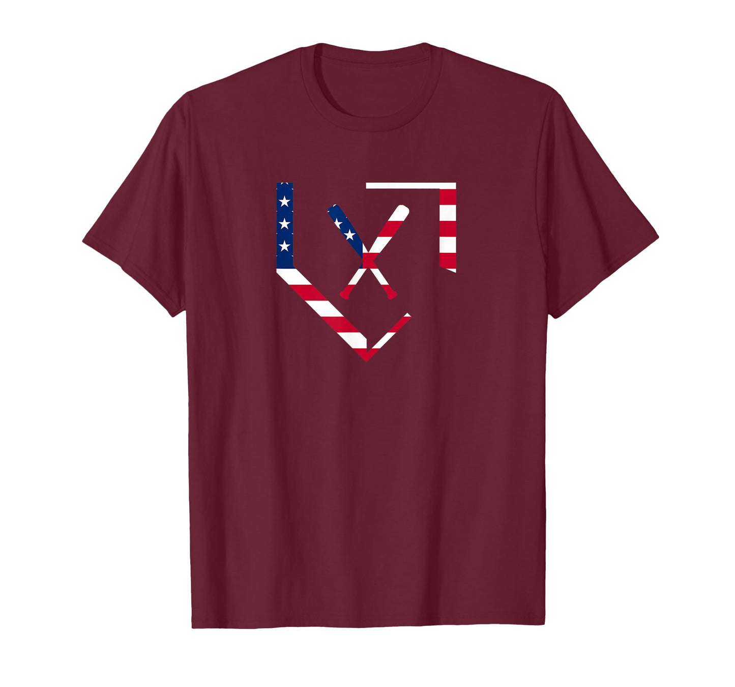 Stars and Stripes Home Plate Baseball Bats American Flag USA T-Shirt