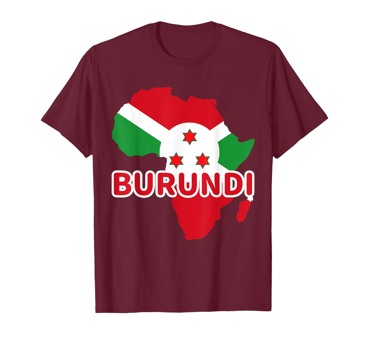 Burundi Burundian Pride Flag Map Africa Print T-Shirt