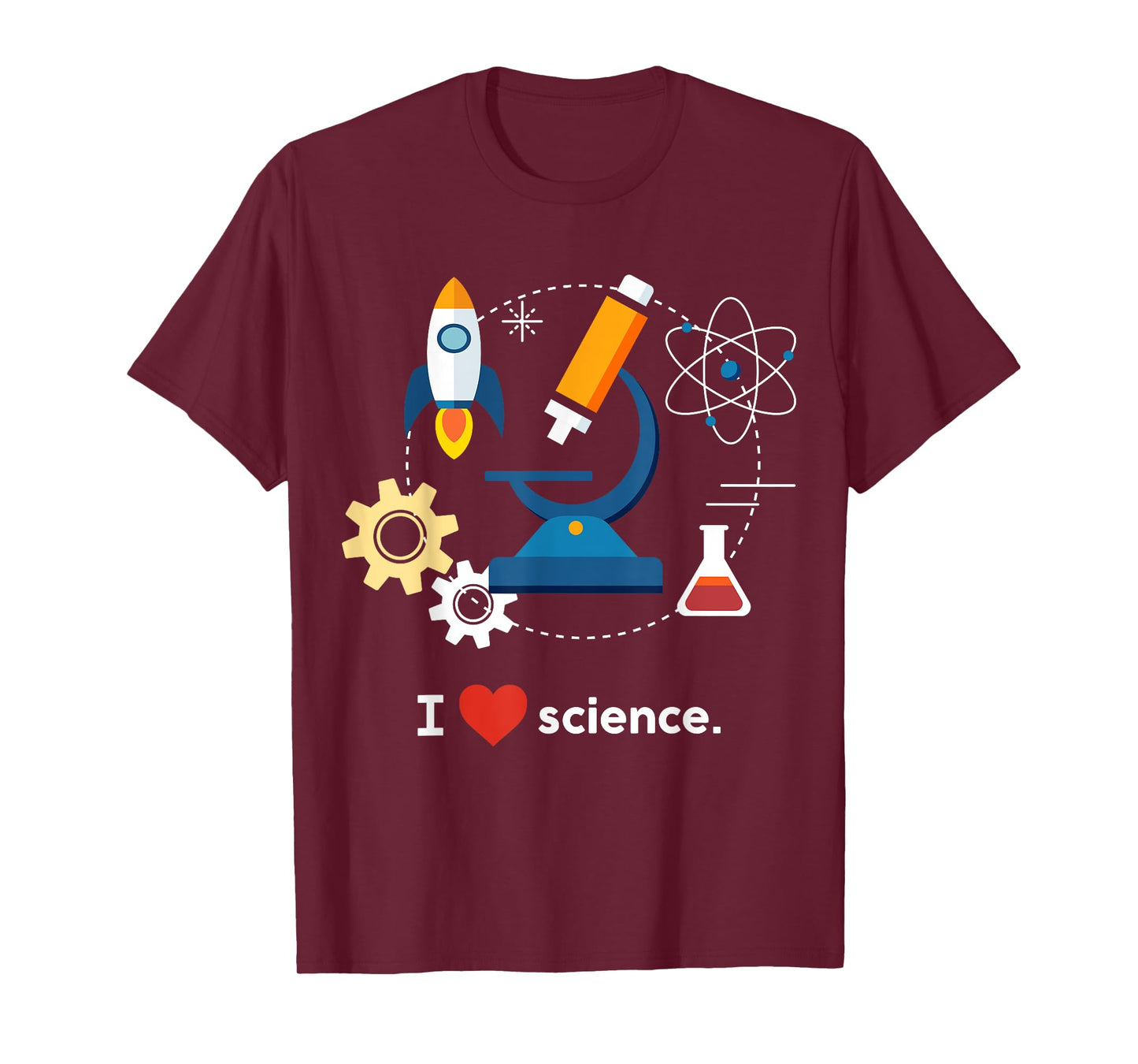Science Shirts for Kids (science geek gifts) I Love Science T-Shirt (Black, Unisex-Kids, Short Sleeve, T-Shirt, Small)