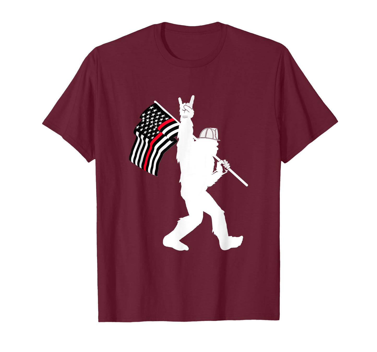 Bigfoot Firefighter Thin Red Line Flag for Dad and Mom T-Shirt