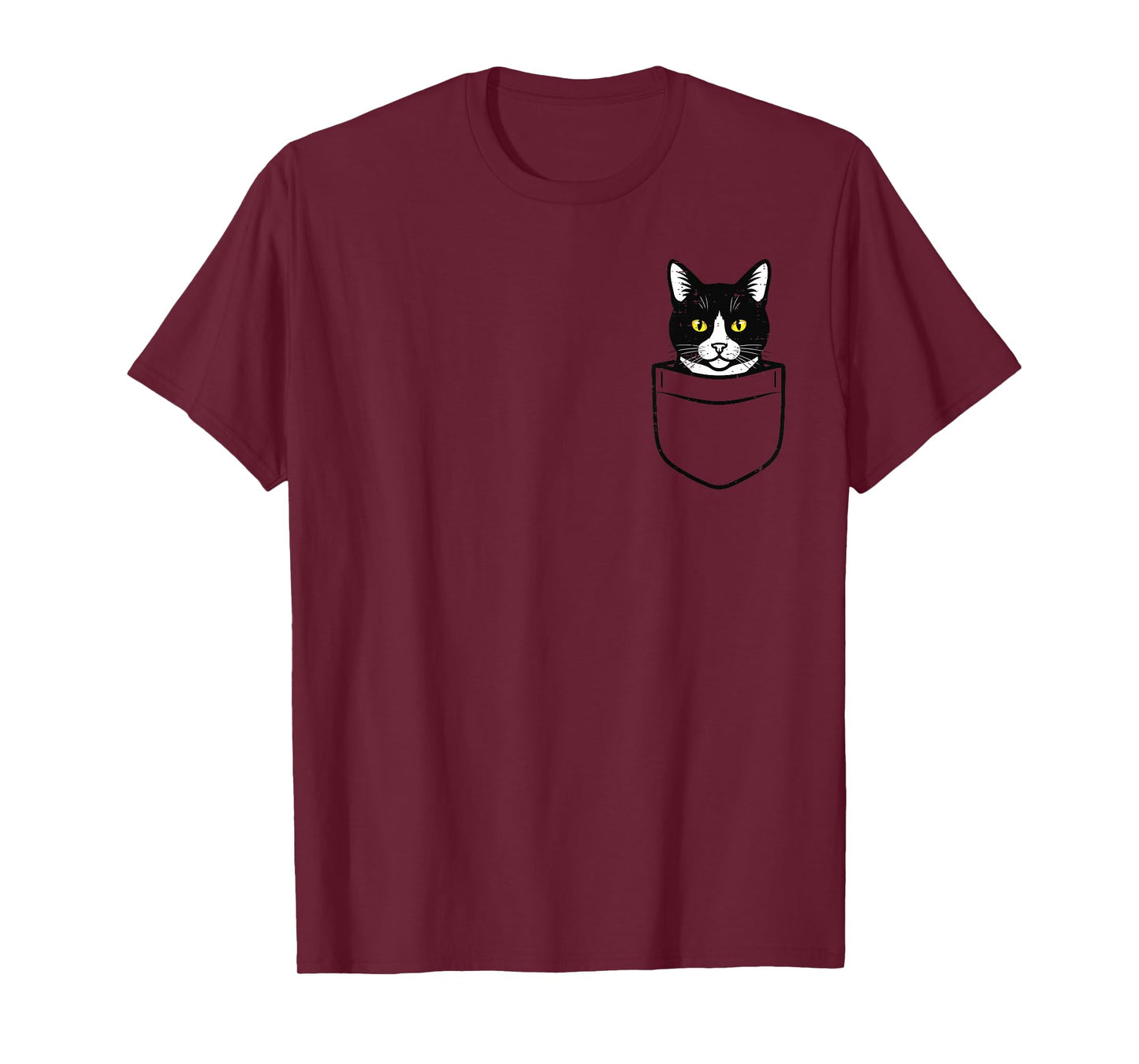 Black and White Cat Pocket Cute Kitten Kitty Women Girls Kid T-Shirt