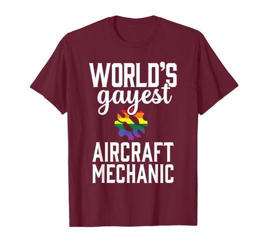 Airplane Gay Aircraft Mechanic LGBT Pride Rainbow T-Shirt