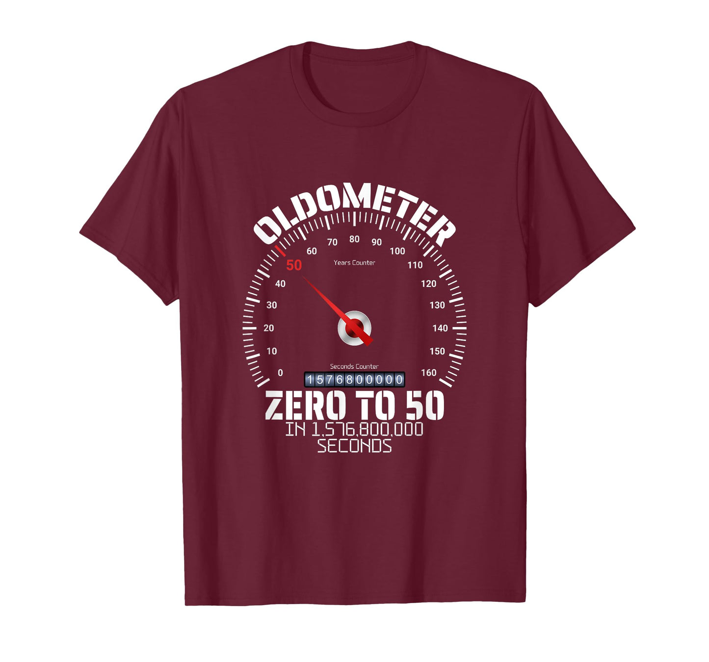 50th Birthday Oldometer Zero To 50 Years Funny 50th Birthday T-Shirt