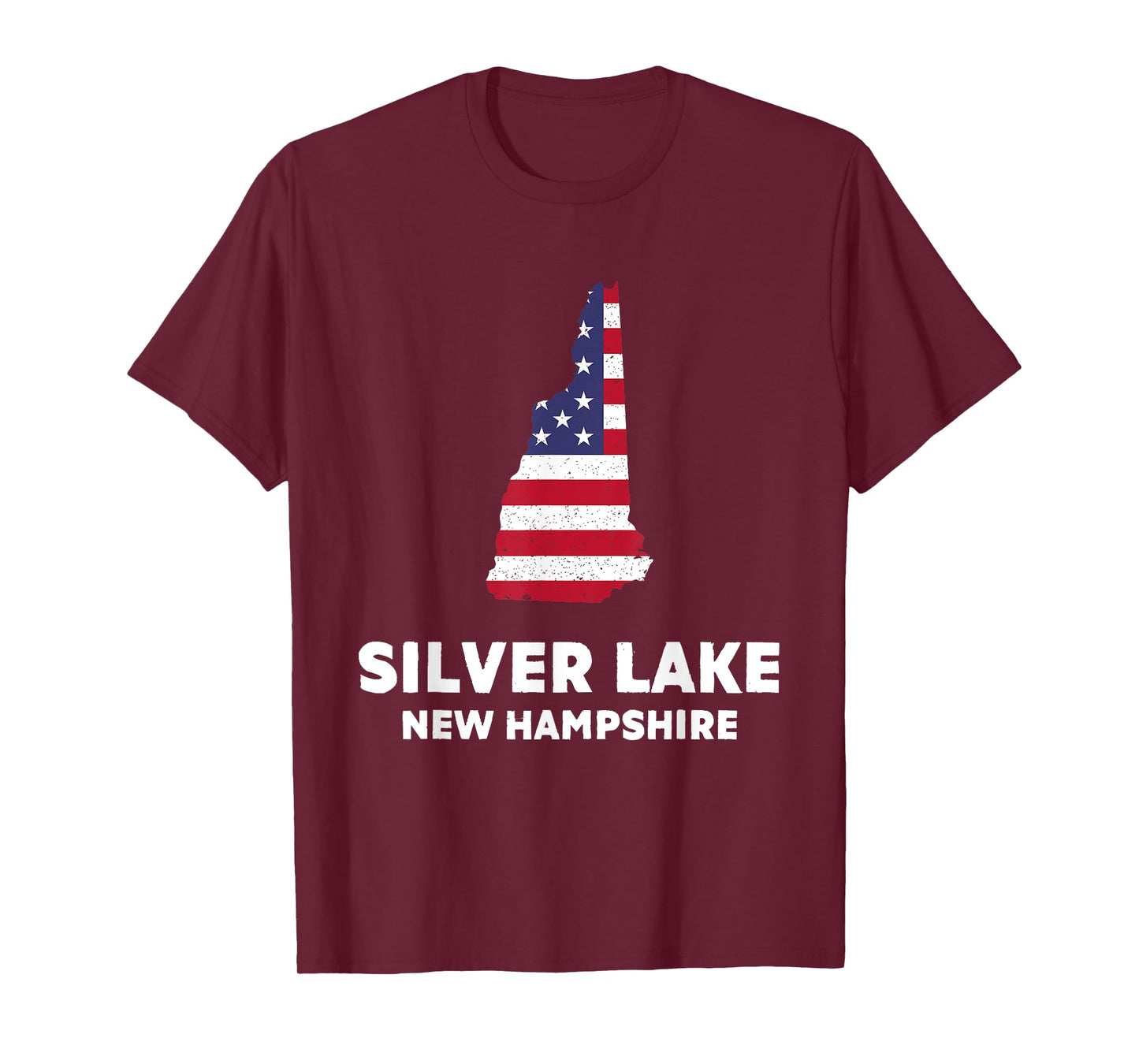 Distressed Patriotic USA Flag Silver Lake, New Hampshire T-Shirt for Women Men