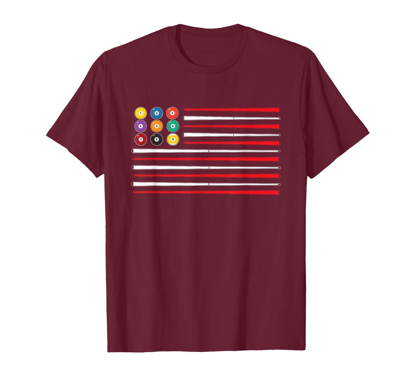 Billiards American Flag Cue Pool Balls Billiard Player Gift T-Shirt