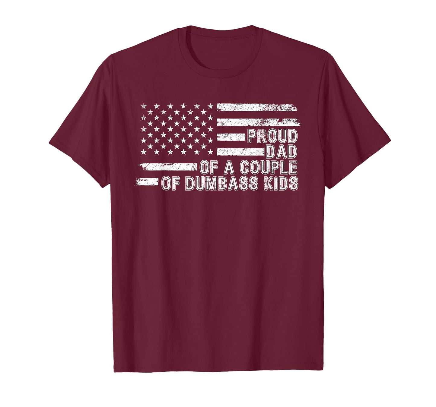 Mens American Flag Proud Dad of a Couple of Dumbass Kids Funny T-Shirt