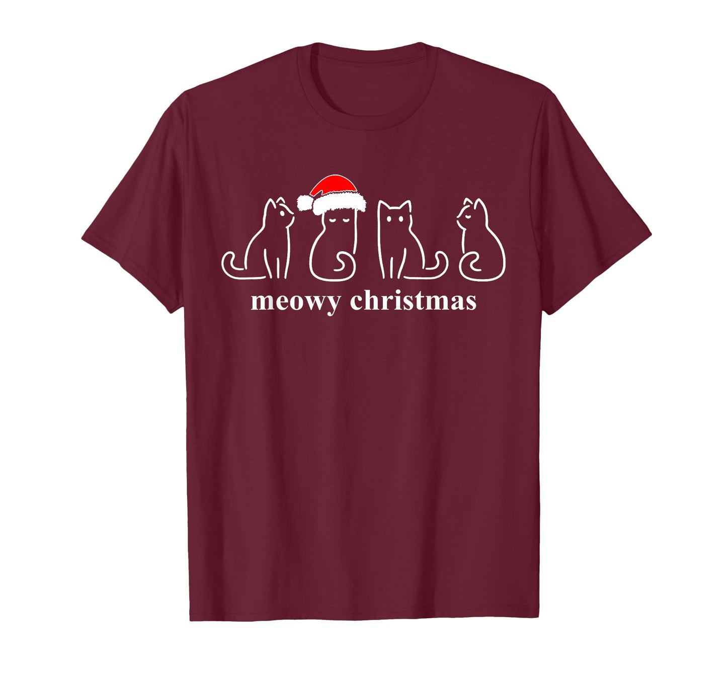 Meowy Catmas Cat Christmas Cute Kitten Cats Santa Hat Xmas T-Shirt
