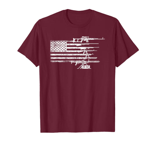 American Flag Gun Women Men T-Shirt