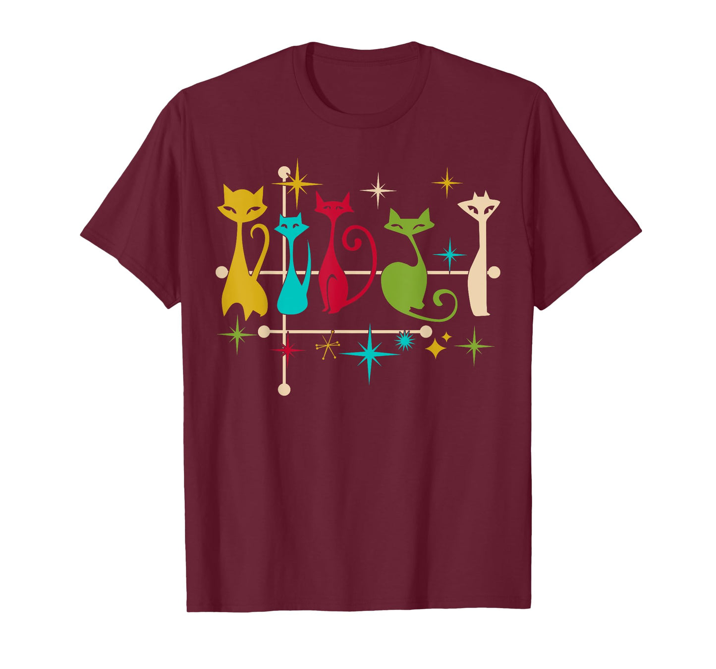 Mid Century Modern Look Cats - Retro Vintage 50s 60s Style T-Shirt