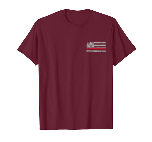 Thin Red Line American USA Flag Fireman Support Firefighter T-Shirt