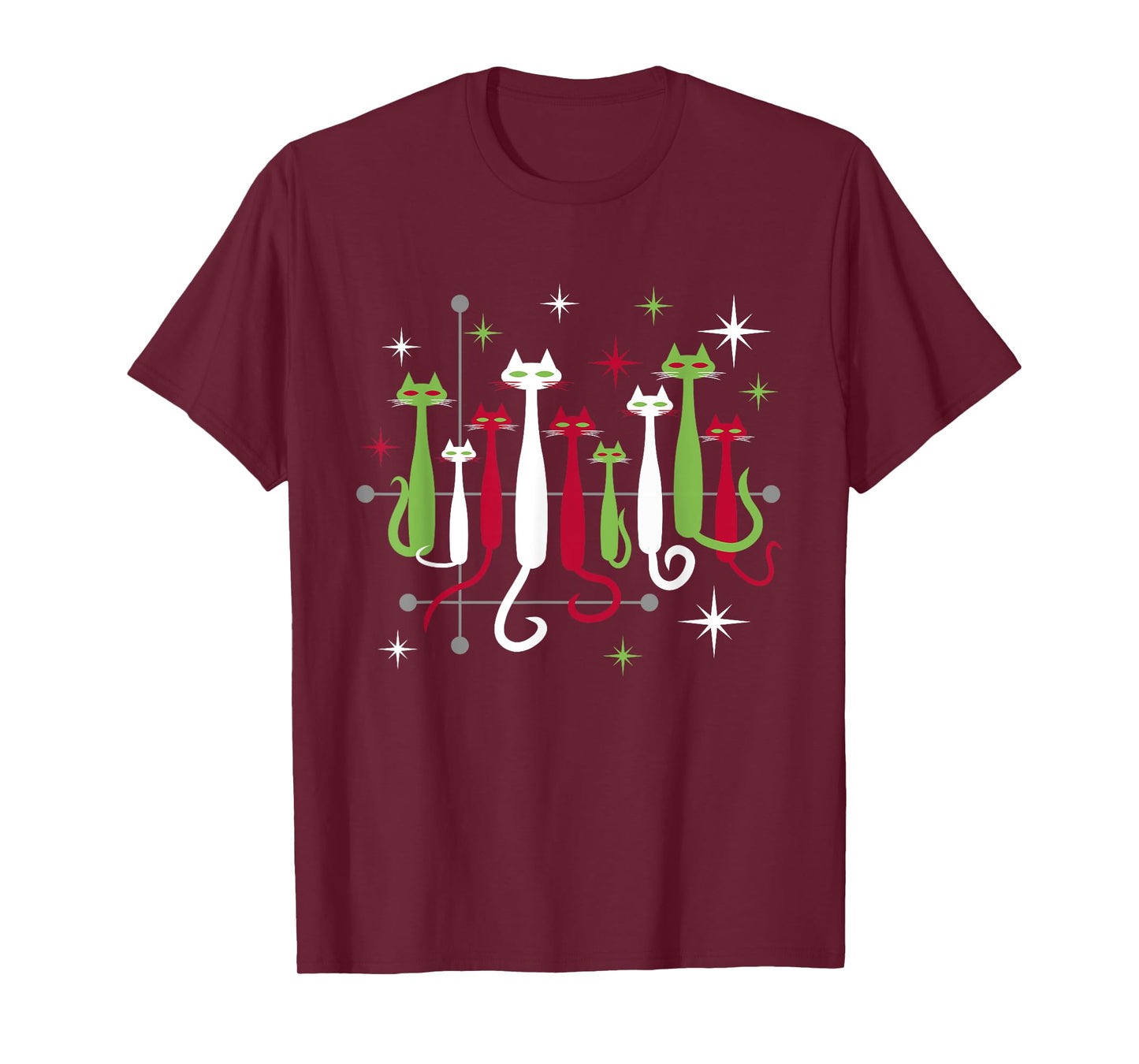 Vintage Retro Mid-Century Modern Christmas Cats 50s 60s Look T-Shirt
