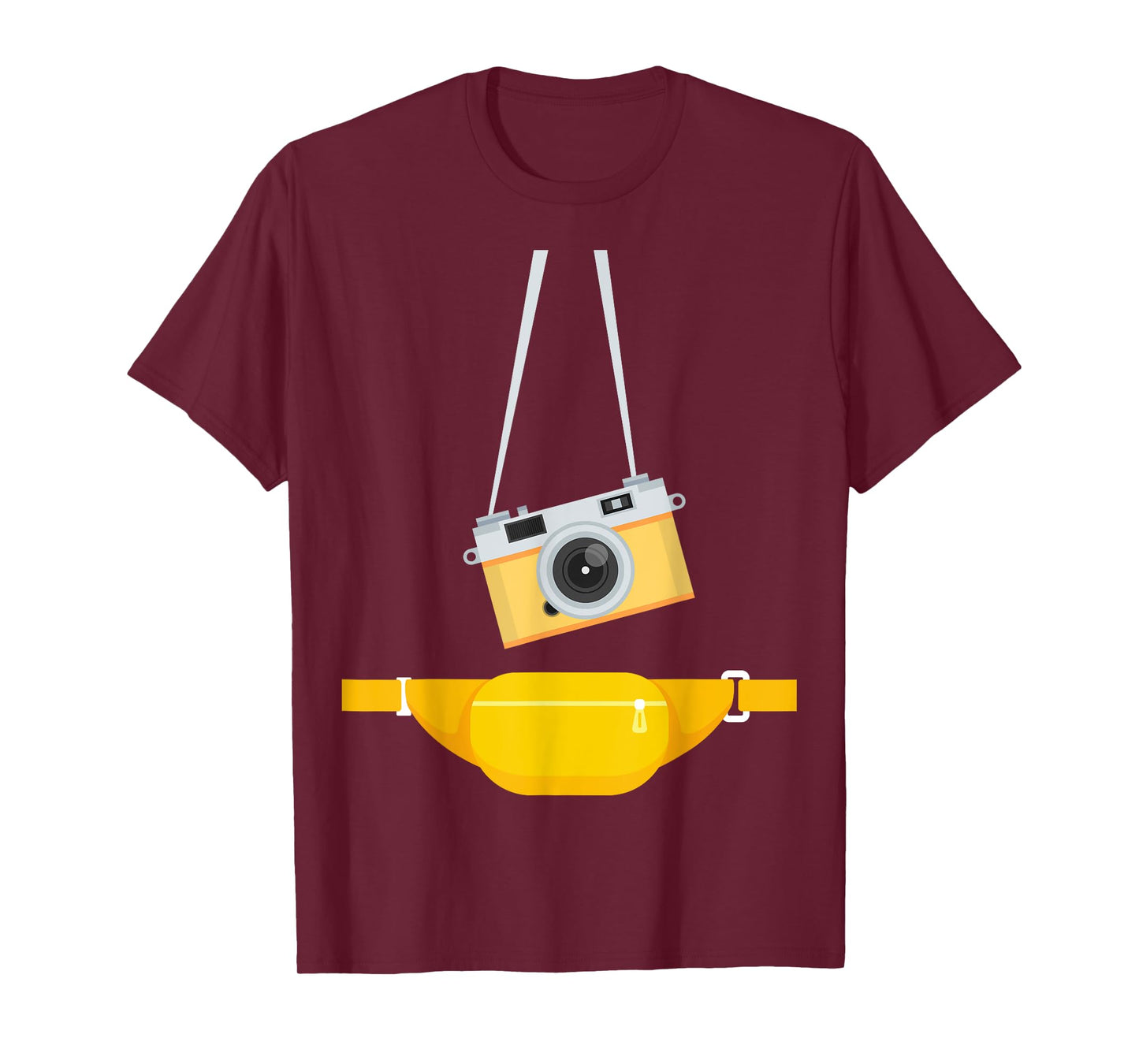 Fake Tourist Photographer Strap Hanging Camera & Bum Bag T-Shirt