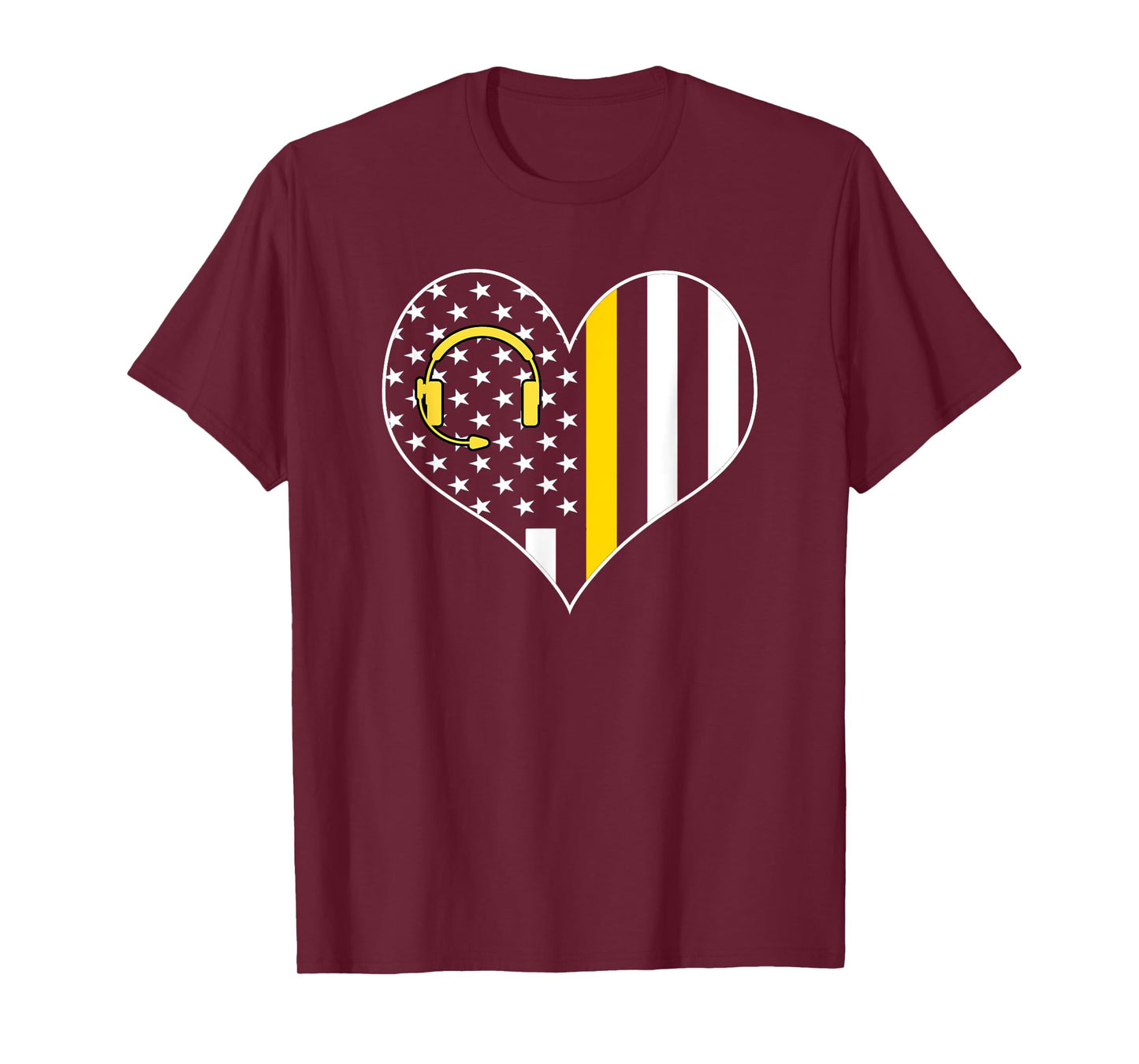 911 Dispatcher Gold Line USA Flag Emergency Dispatchers Gift T-Shirt