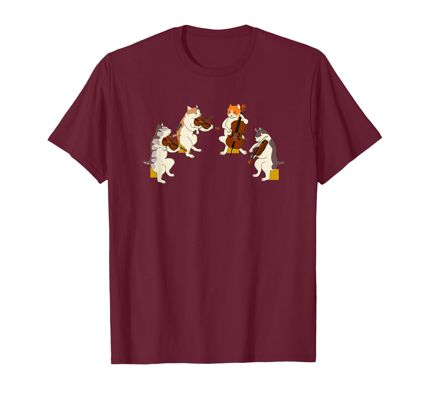 Playing Cats String Quartet Funny Musician Orchestra Fun Men Women Kids T-Shirt