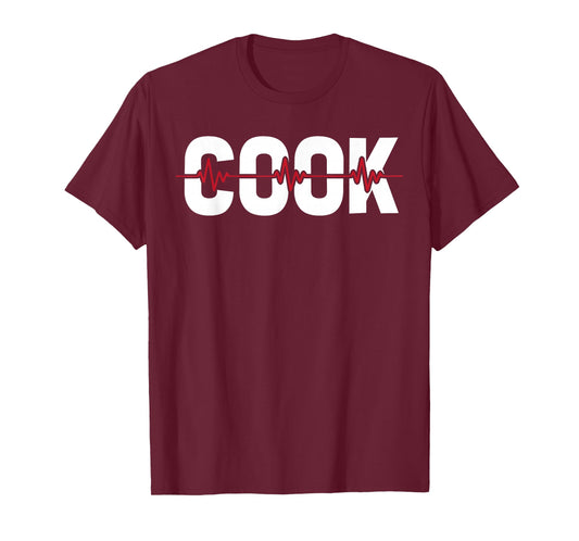 Cooking Cook Chef Culinary Gastronomy - Line Ekg Heartbeat T-Shirt