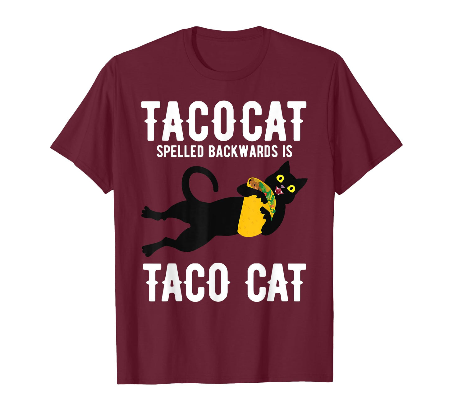 Taco Tuesday Shirt Black Cat Funny Spelled Backwards Tacocat T-Shirt