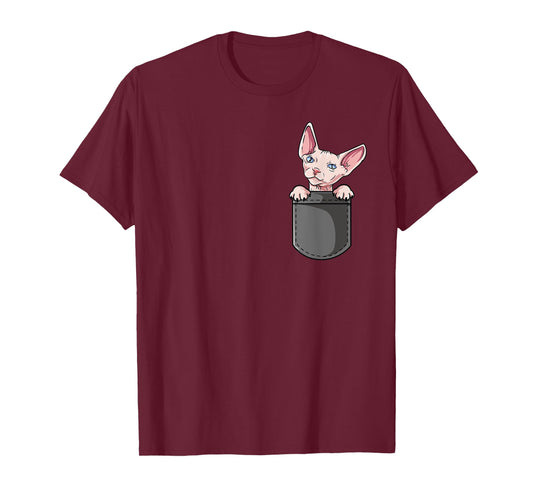 Cute Hairless Cat Design - Pocket Sphynx T-Shirt