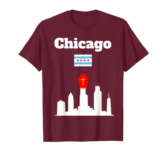 Chicago Pope Leo XIV Chicago Skyline Pope hat Chicago Flag T-Shirt