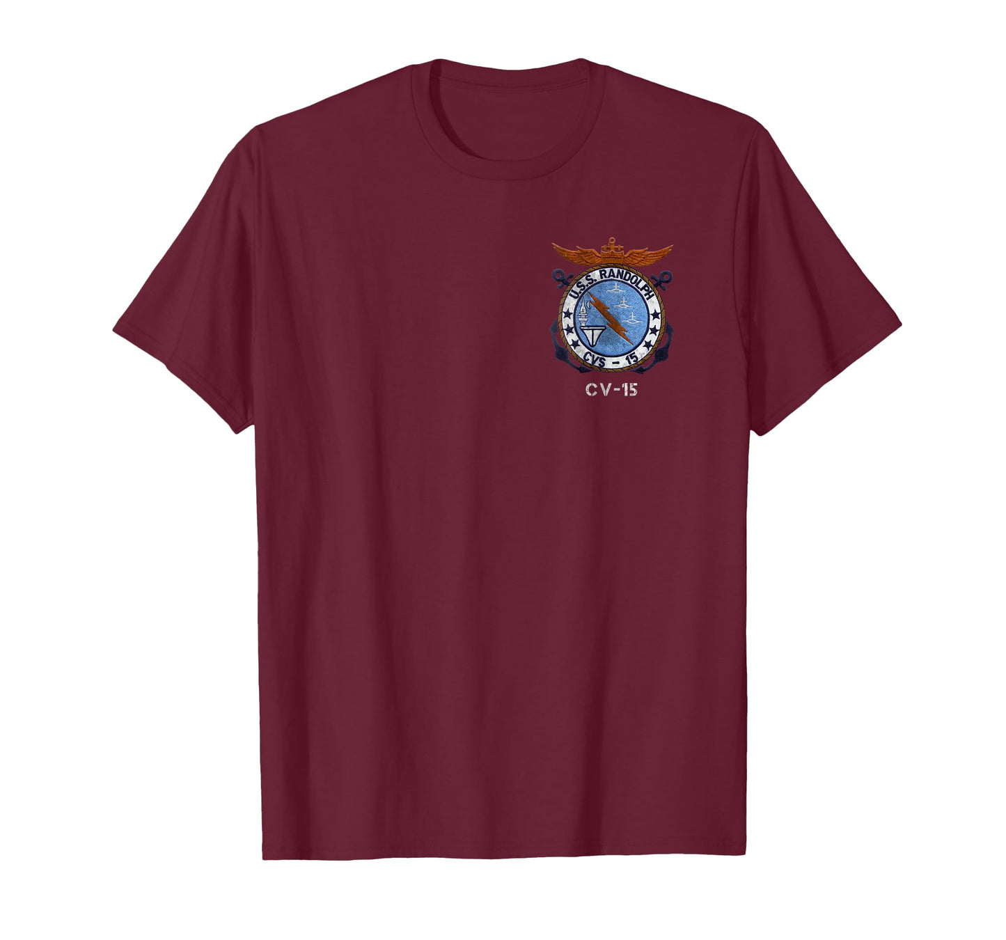USS Randolph CV-15 Logo American Flag Aircraft Carrier Papa T-Shirt