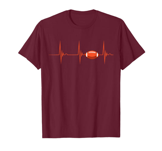 American Football Heartbeat ECG Pulse Ball Sport T-Shirt