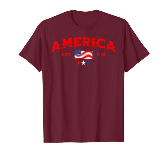 American Flag USA United States of America Est 1776 Tee T-Shirt