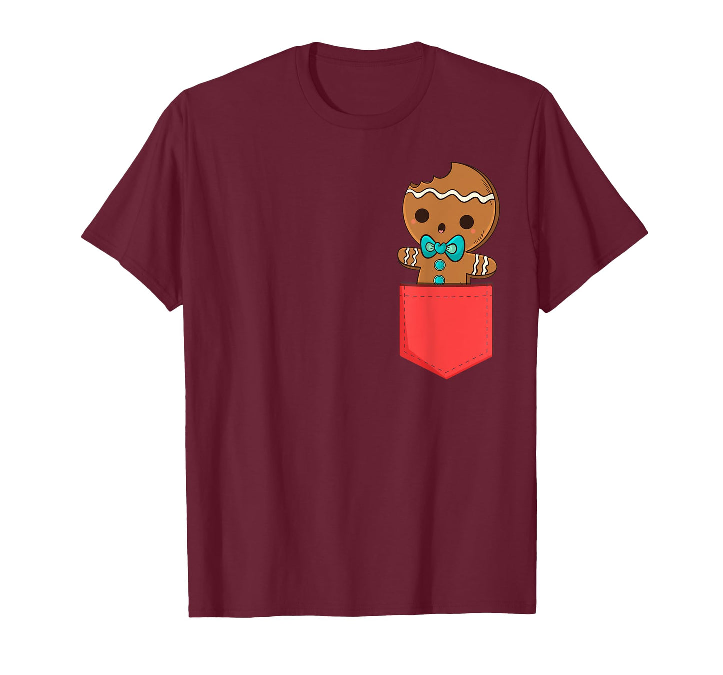 Cute Pocket Gingerbread Man Christmas In Pocket T-Shirt