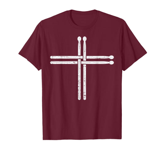 Drumstick Cross Christian Drumming Religious Drummer Gift T-Shirt