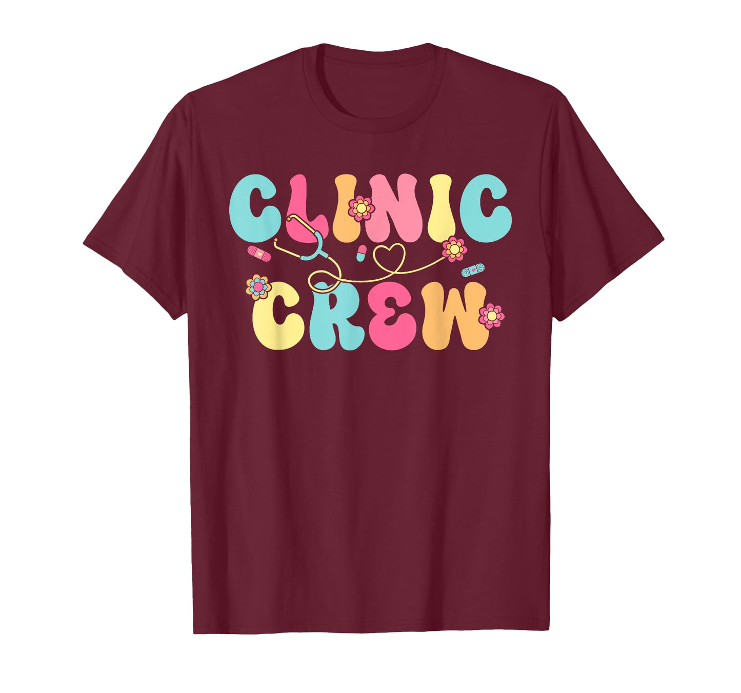 Clinic Crew For School Nurse Groovy (On Back) T-Shirt