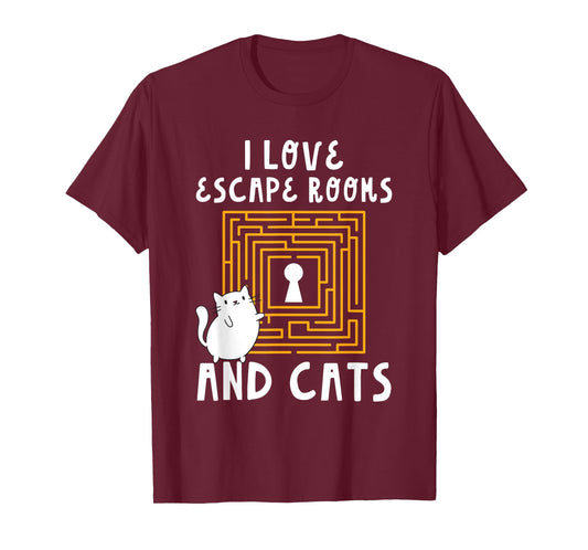 Cute I Love Escape Rooms And Cats Puzzle Game Mystery T-Shirt