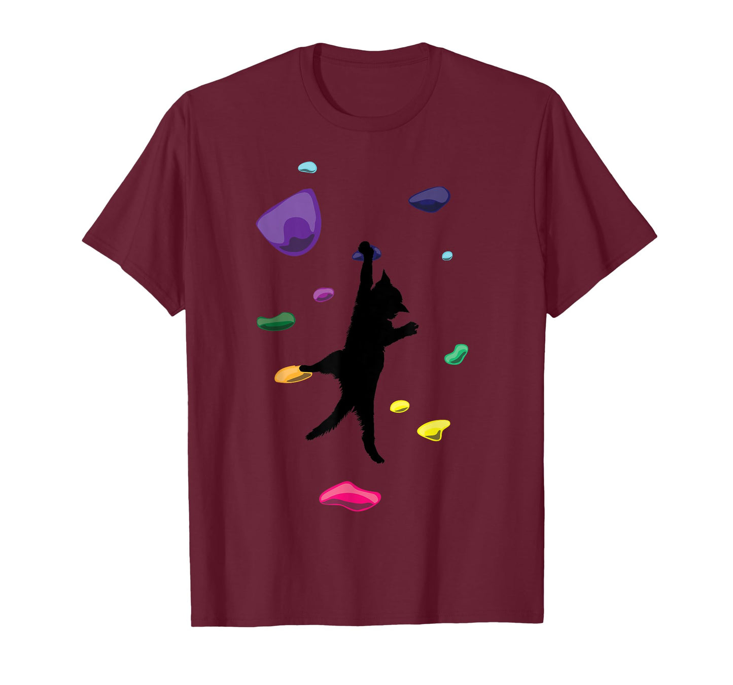 Cat Rock Climbing Art For Men Women Kid Carabiner Bouldering T-Shirt